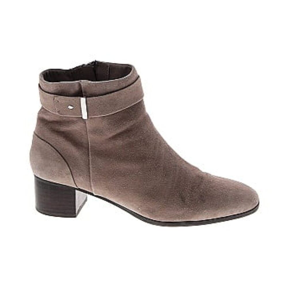 Suede ankle booties boots taupe Essex Lane Jodie